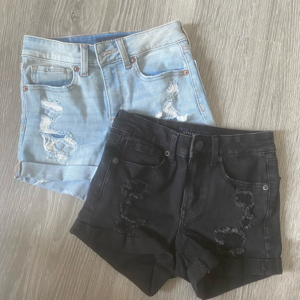 2 PAIRS AEROPOSTALE JEAN SHORTS